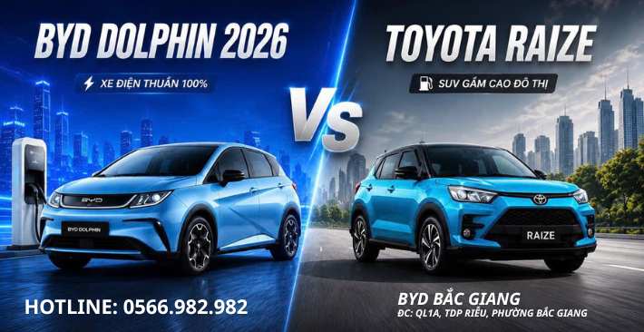 So sánh BYD Dolphin 2026 và Toyota Raize. Nên chọn xe điện hay xe xăng?