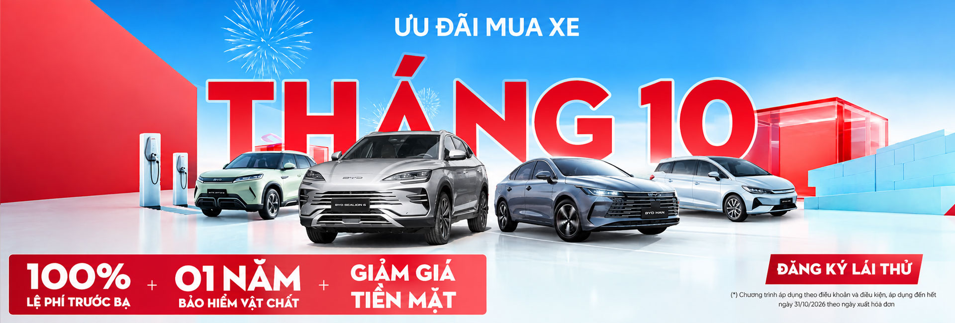 Khám phá ưu đãi xe điện BYD tháng 9 tại Bắc Giang. Giá tốt, hỗ trợ trả góp, lái thử miễn phí các dòng BYD Dolphin, Atto 2, Sealion 6. Đặt lịch ngay!