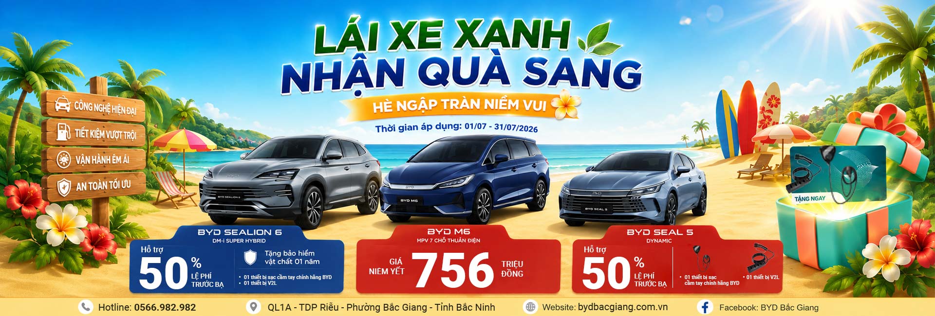 Khám phá ưu đãi xe điện BYD tháng 5 tại Bắc Giang. Giá tốt, hỗ trợ trả góp, lái thử miễn phí các dòng BYD Dolphin, Atto 2, Sealion 6. Đặt lịch ngay!