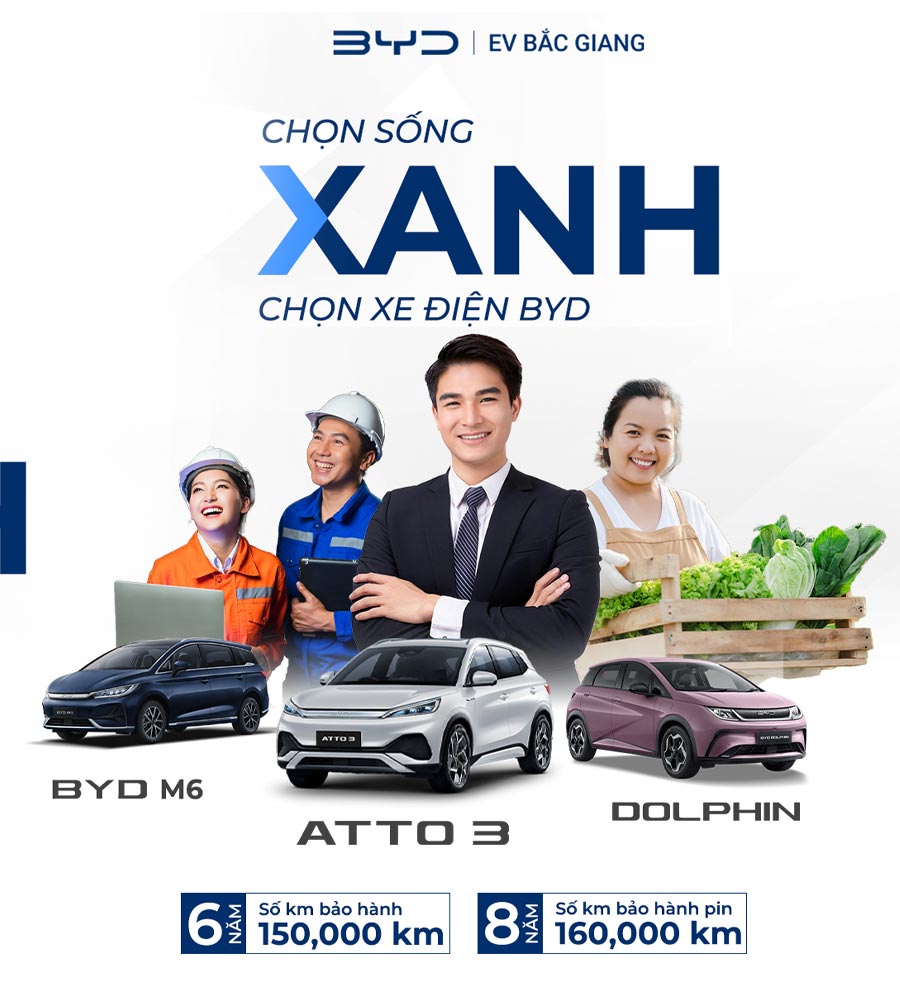 Khám phá các mẫu xe ô tô điện BYD tại Bắc Giang. Đem lại hiệu suất vượt trội, tiết kiệm chi phí và thân thiện với môi trường. Liên hệ ngay để trải nghiệm công nghệ ô tô điện hiện đại!