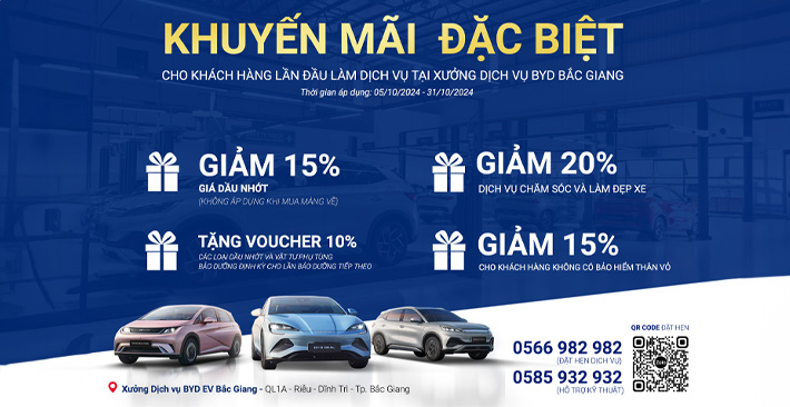 BYD EV Bắc Giang Tưng Bừng Khuyến Mại Dịch Vụ Tháng 10