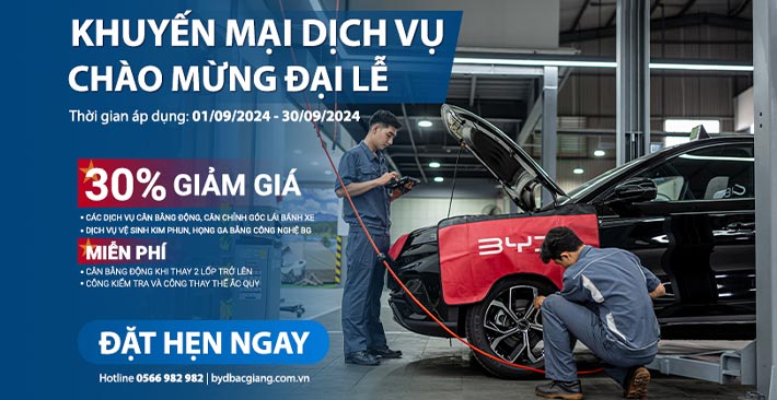 BYD EV BẮC GIANG TƯNG BỪNG KHUYẾN MẠI DỊCH VỤ THÁNG 9